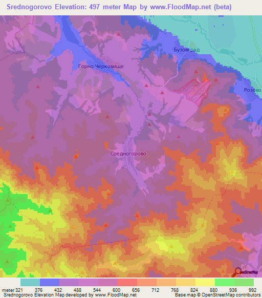 Srednogorovo,Bulgaria Elevation Map