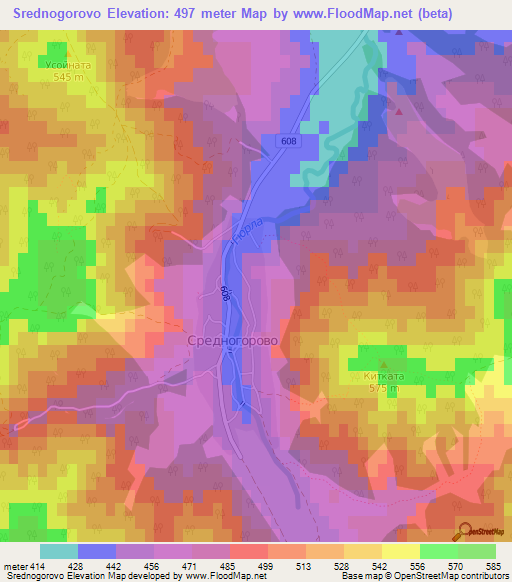 Srednogorovo,Bulgaria Elevation Map