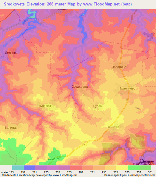 Sredkovets,Bulgaria Elevation Map