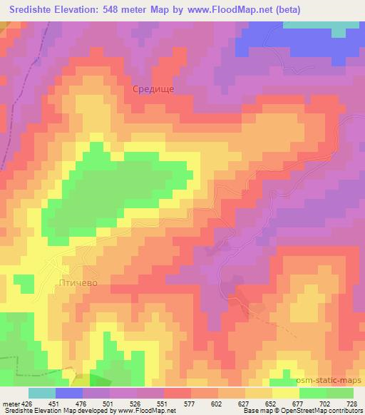 Sredishte,Bulgaria Elevation Map