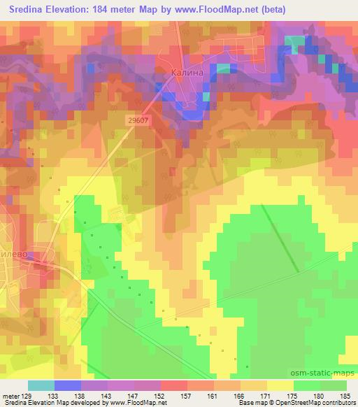 Sredina,Bulgaria Elevation Map
