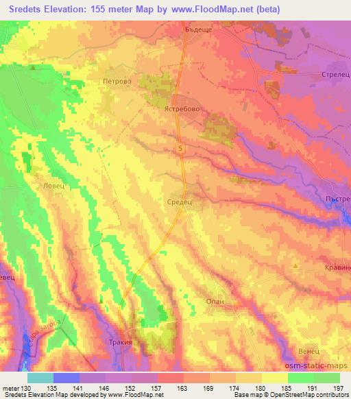 Sredets,Bulgaria Elevation Map
