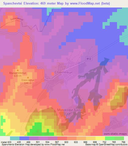 Spanchevtsi,Bulgaria Elevation Map