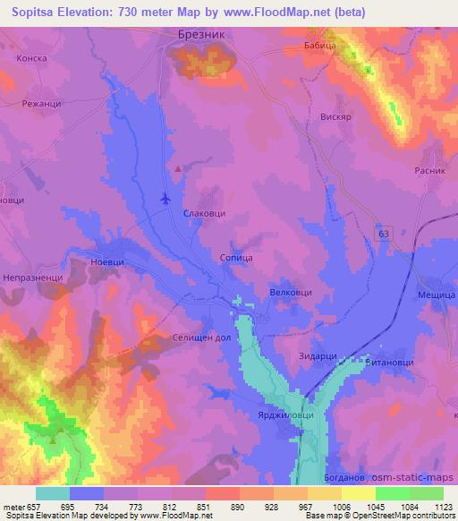 Sopitsa,Bulgaria Elevation Map