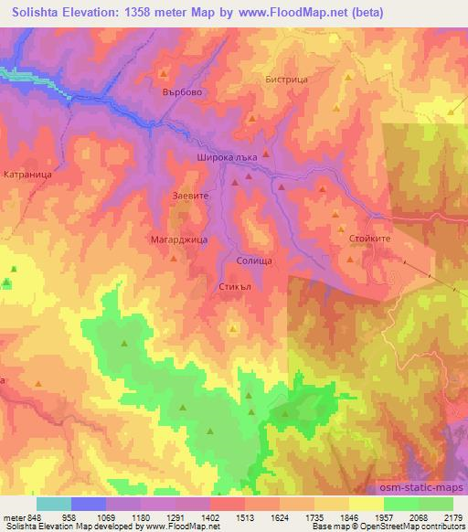 Solishta,Bulgaria Elevation Map