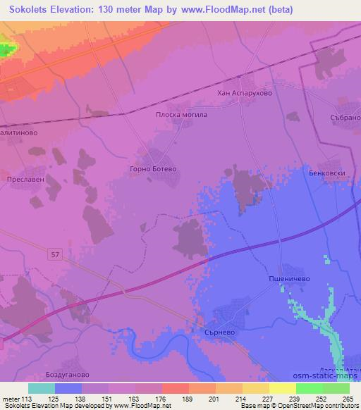 Sokolets,Bulgaria Elevation Map