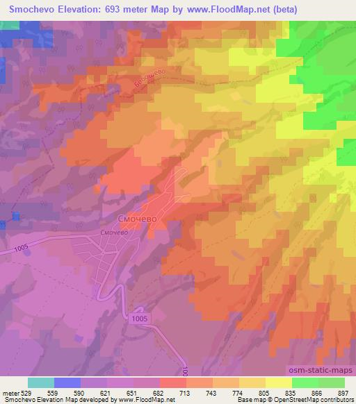Smochevo,Bulgaria Elevation Map