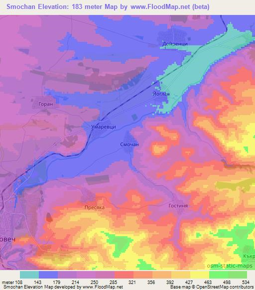 Smochan,Bulgaria Elevation Map