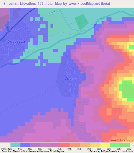 Smochan,Bulgaria Elevation Map