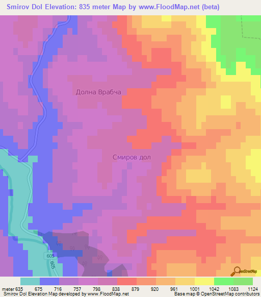 Smirov Dol,Bulgaria Elevation Map