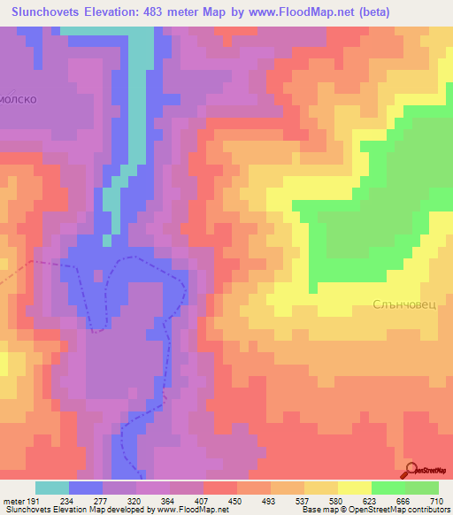 Slunchovets,Bulgaria Elevation Map