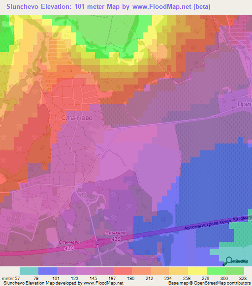 Slunchevo,Bulgaria Elevation Map
