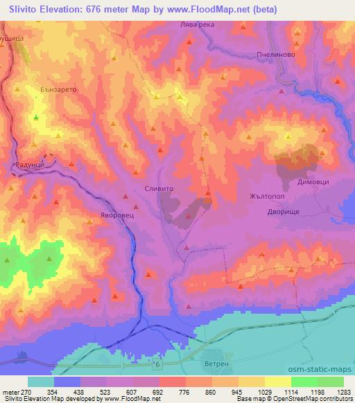 Slivito,Bulgaria Elevation Map