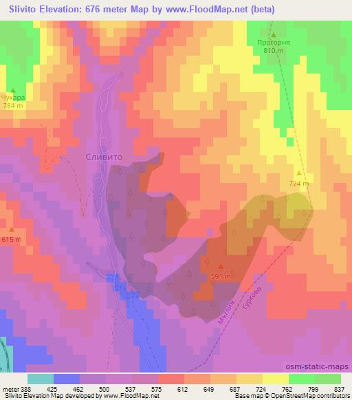 Slivito,Bulgaria Elevation Map