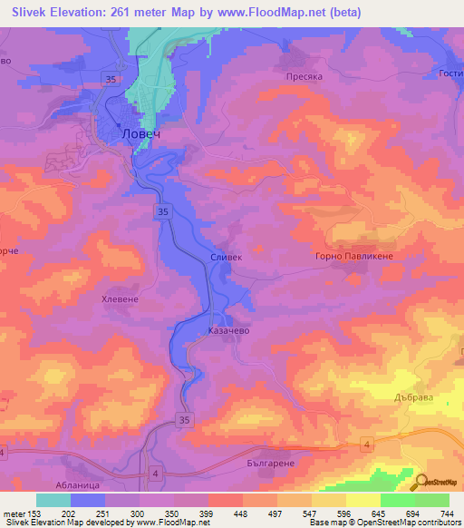 Slivek,Bulgaria Elevation Map