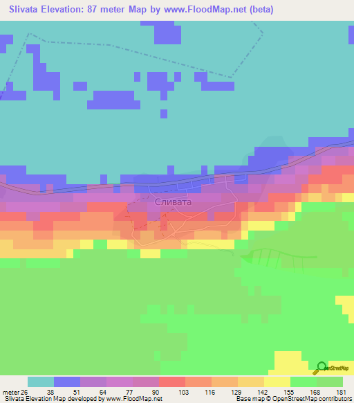 Slivata,Bulgaria Elevation Map