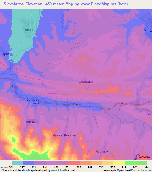 Slavshtitsa,Bulgaria Elevation Map