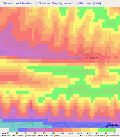 Slavshtitsa,Bulgaria Elevation Map