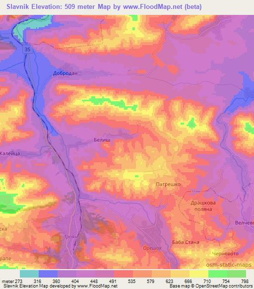 Slavnik,Bulgaria Elevation Map