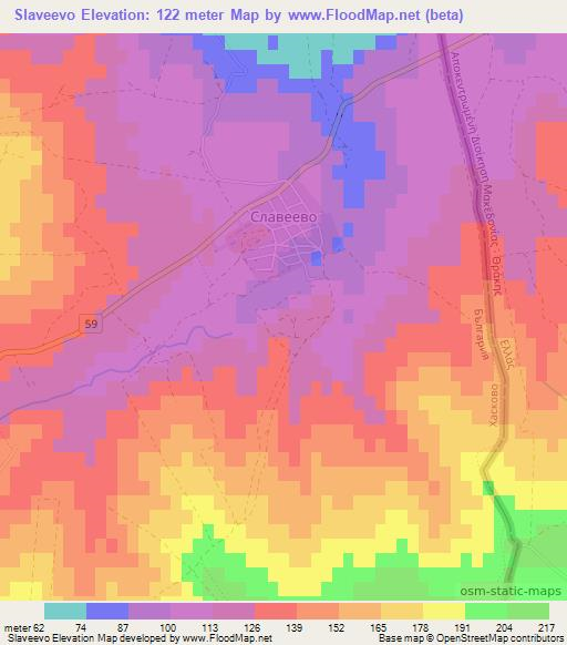 Slaveevo,Bulgaria Elevation Map