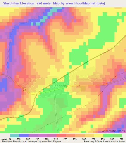 Slavchitsa,Bulgaria Elevation Map