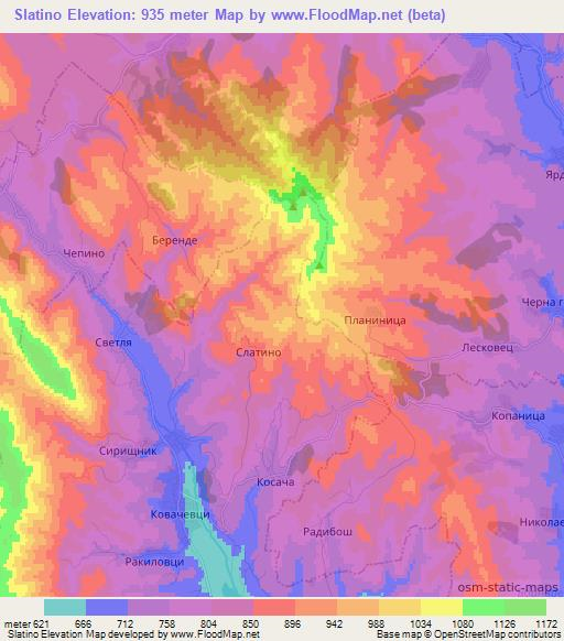 Slatino,Bulgaria Elevation Map
