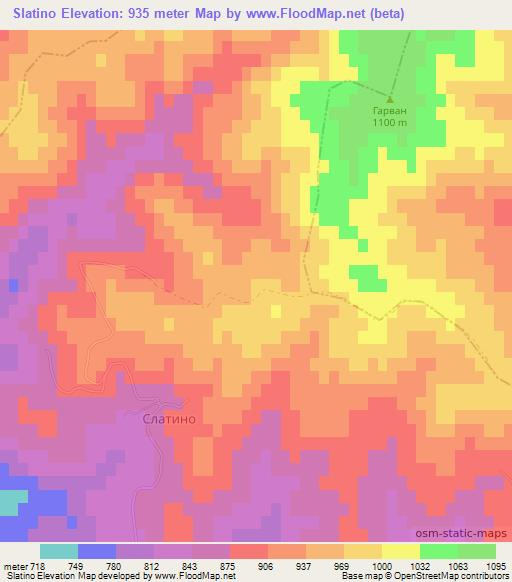 Slatino,Bulgaria Elevation Map