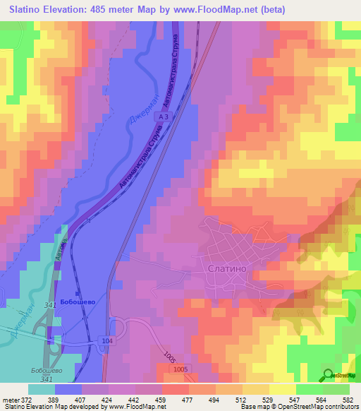 Slatino,Bulgaria Elevation Map