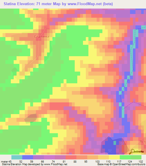 Slatina,Bulgaria Elevation Map