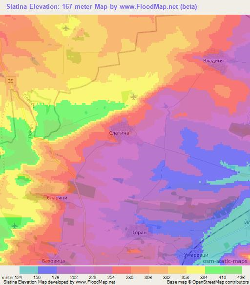 Slatina,Bulgaria Elevation Map
