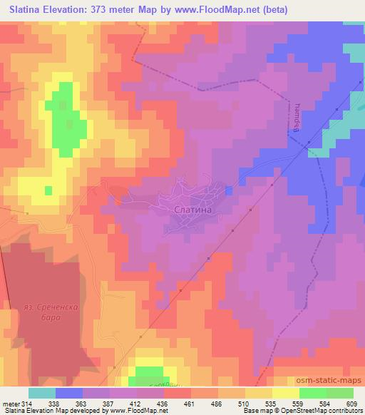 Slatina,Bulgaria Elevation Map