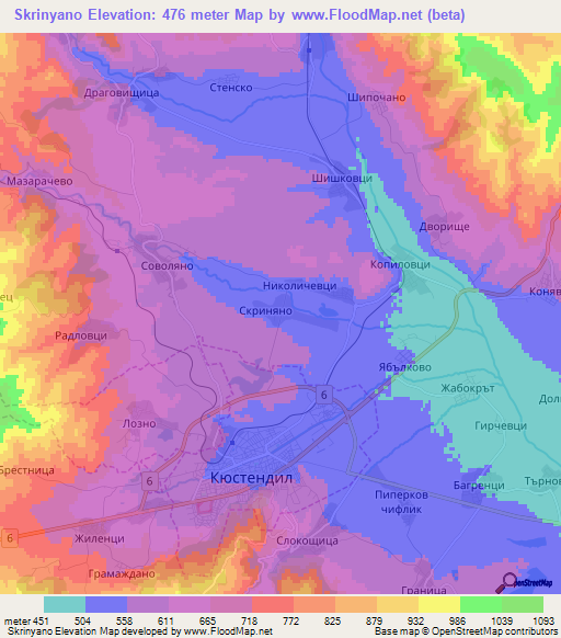 Skrinyano,Bulgaria Elevation Map