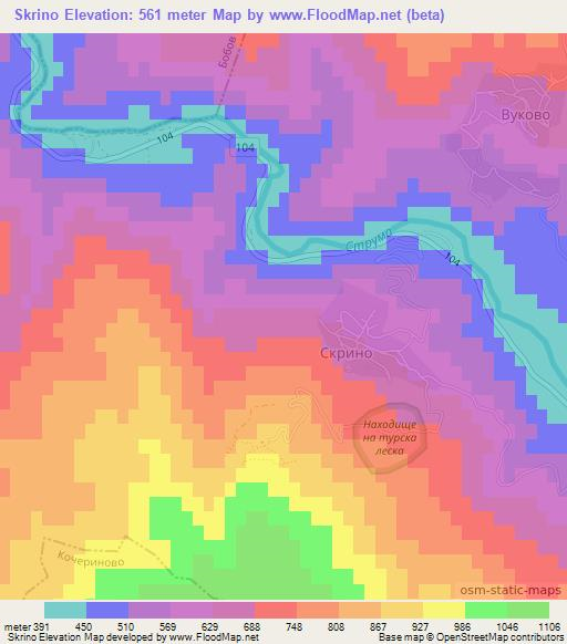 Skrino,Bulgaria Elevation Map