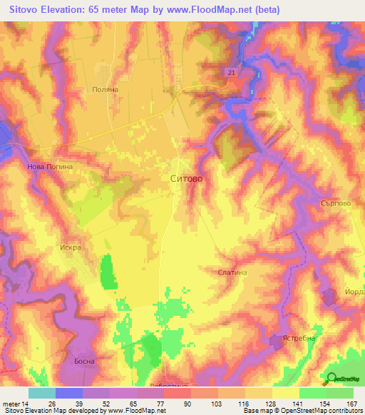 Sitovo,Bulgaria Elevation Map