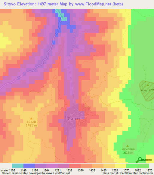 Sitovo,Bulgaria Elevation Map