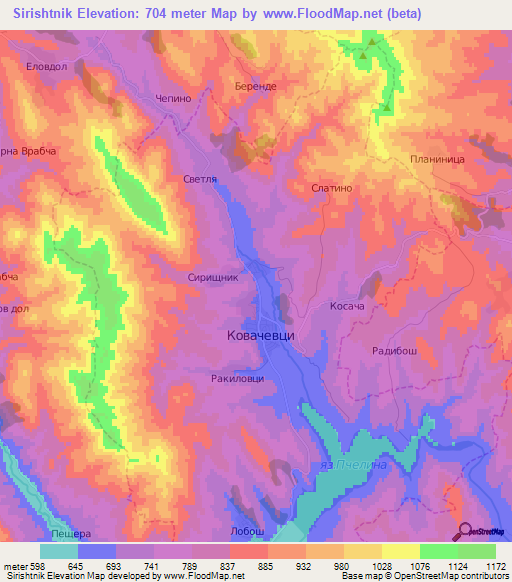 Sirishtnik,Bulgaria Elevation Map