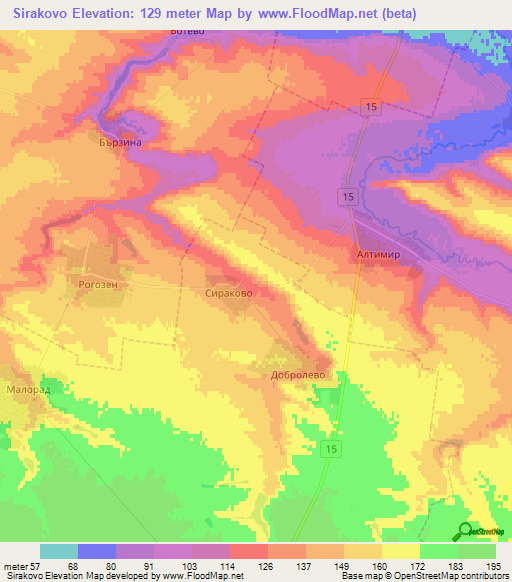 Sirakovo,Bulgaria Elevation Map