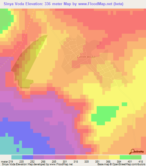 Sinya Voda,Bulgaria Elevation Map