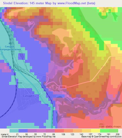 Sindel,Bulgaria Elevation Map