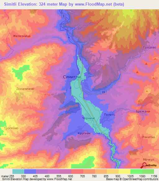 Simitli,Bulgaria Elevation Map
