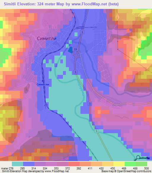 Simitli,Bulgaria Elevation Map