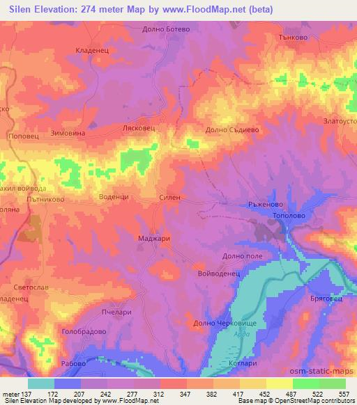 Silen,Bulgaria Elevation Map