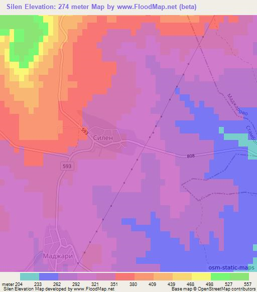Silen,Bulgaria Elevation Map