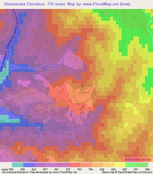 Shumanska,Bulgaria Elevation Map