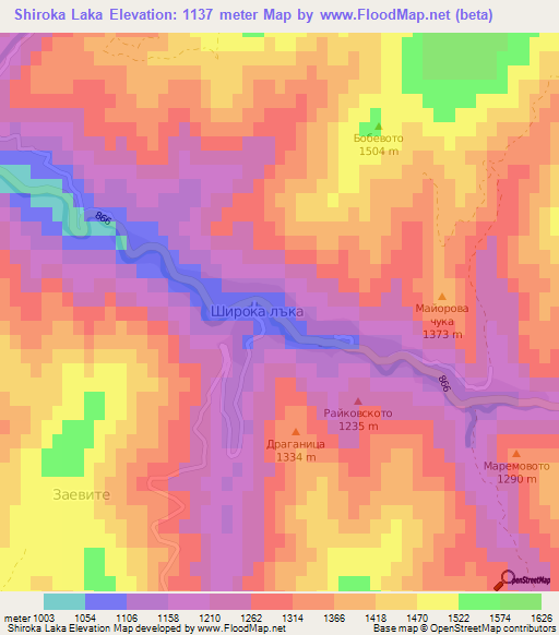 Shiroka Laka,Bulgaria Elevation Map