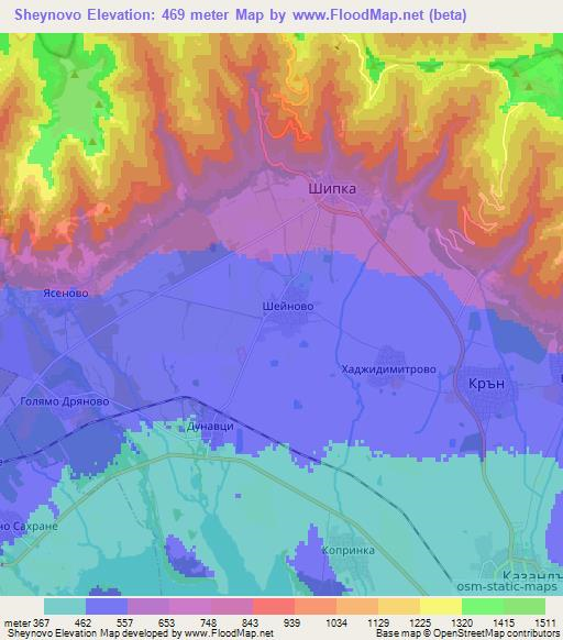 Sheynovo,Bulgaria Elevation Map