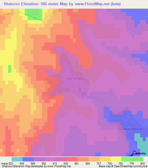 Shatrovo,Bulgaria Elevation Map