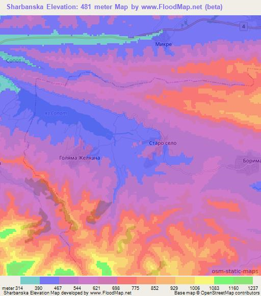 Sharbanska,Bulgaria Elevation Map