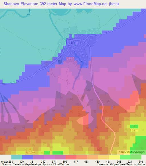 Shanovo,Bulgaria Elevation Map