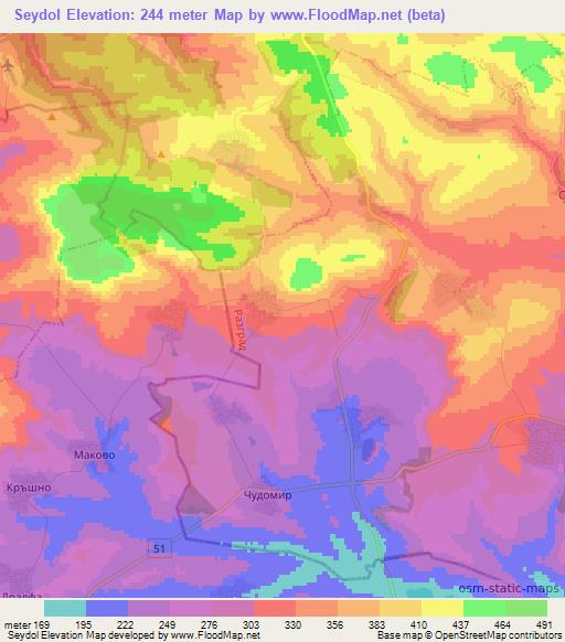 Seydol,Bulgaria Elevation Map